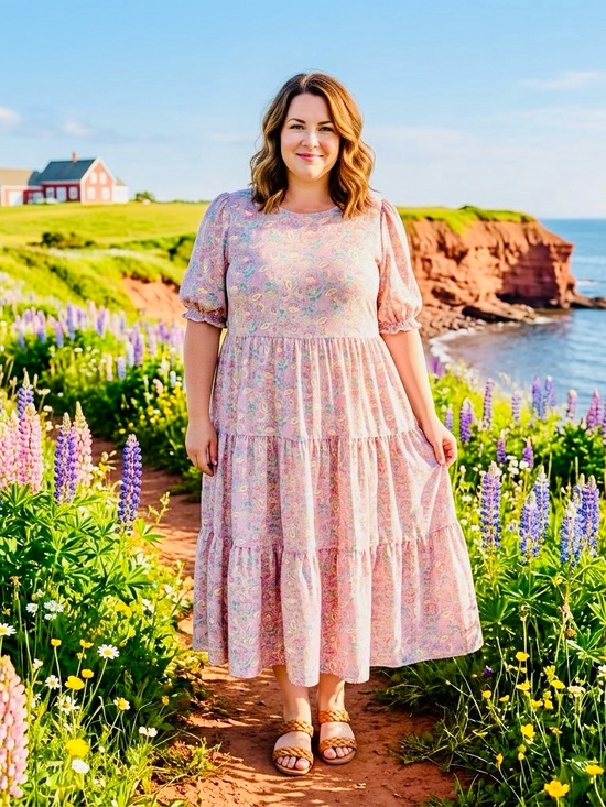 MELLODAY Dresses & Skirts - MELLODAY Pink Floral Tiered Maxi Dress